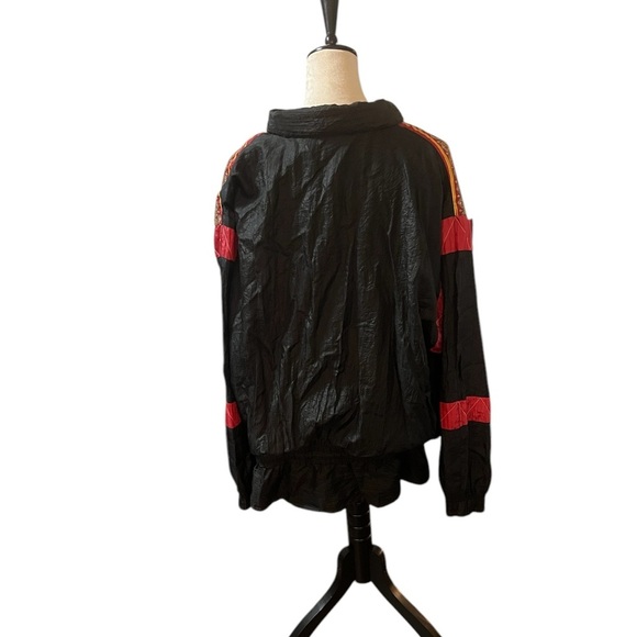 Lauren Brooke Windbreaker Jacket Size 2X Vintage 90s Black Red and Gold - Picture 3 of 4